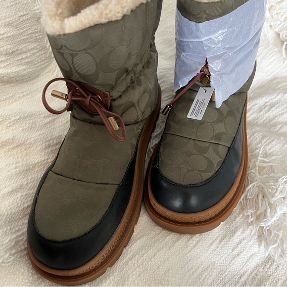 NEW Coach Kailee Nylon Winter Boots sz 11 green with box - Picture 4 of 8